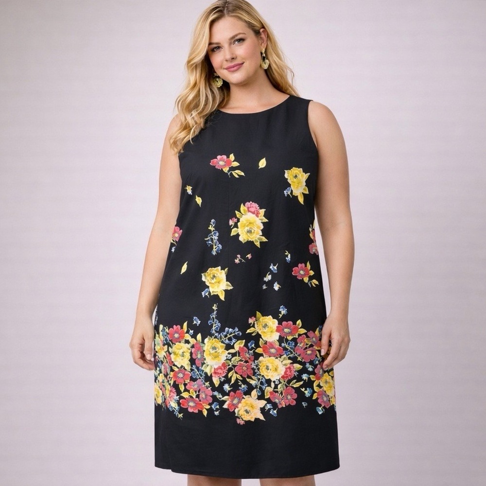 Norm Thompson XL Floral 100% Cotton Spring‎ Summer Maxi Dress Sleeveless Lined